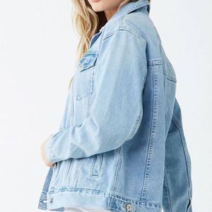 Button-Front Light Denim Jacket